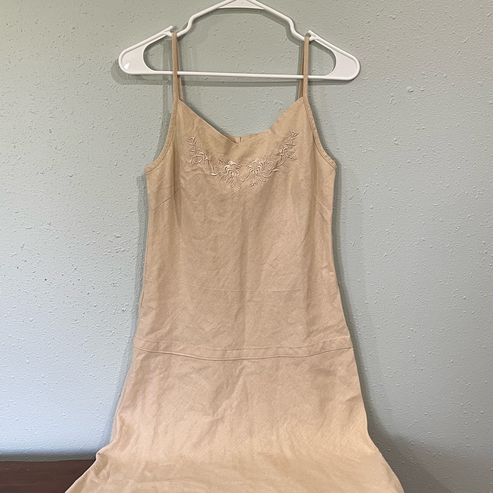 Embroidered Yellow Linen Dress